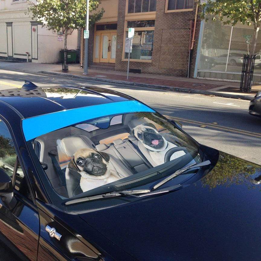 Gearhumans 3D Pug Custom Car Auto Sunshade