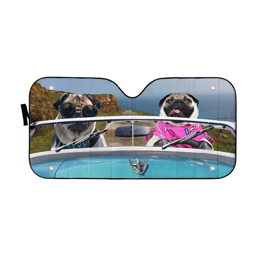 Gearhumans 3D Pugs Driving Roadster Custom Car Auto Sunshade