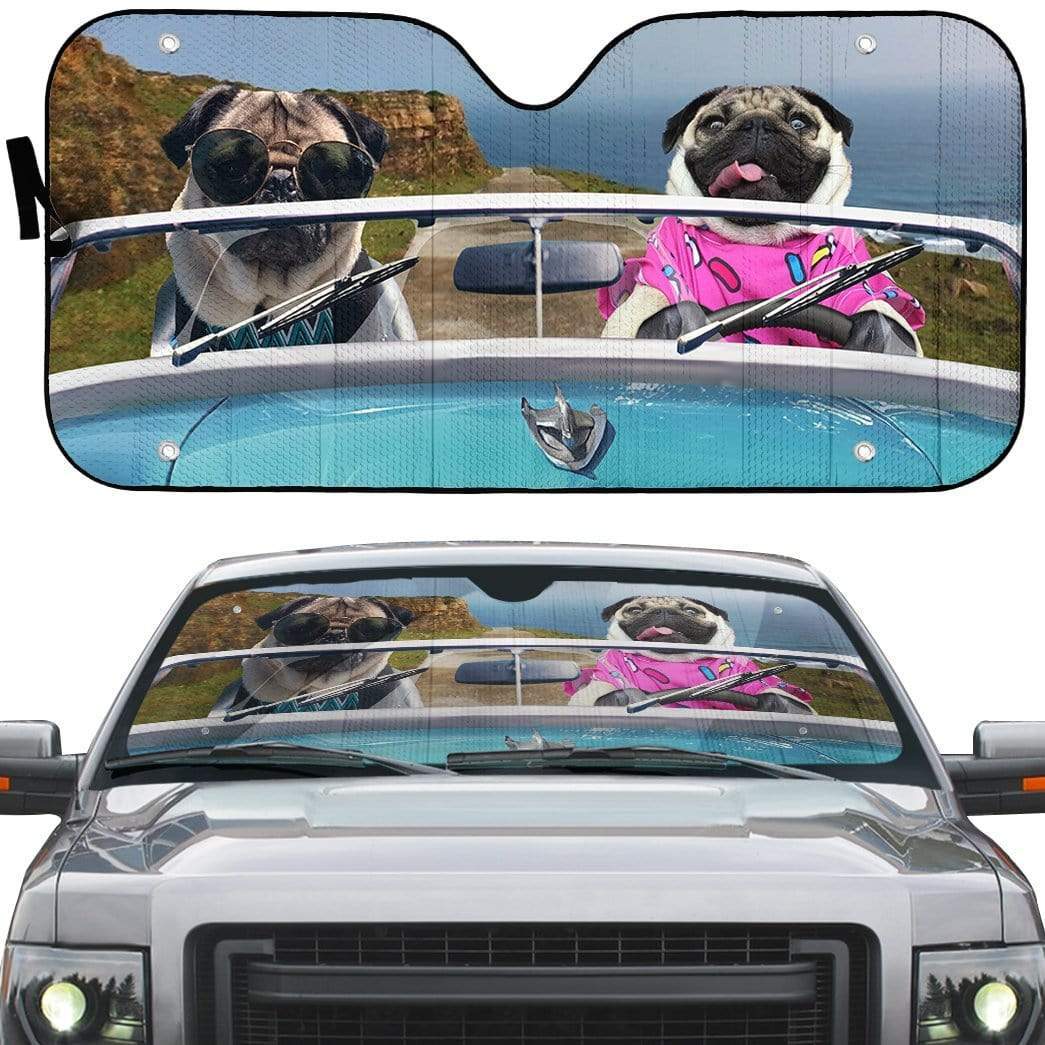 Gearhumans 3D Pugs Driving Roadster Custom Car Auto Sunshade
