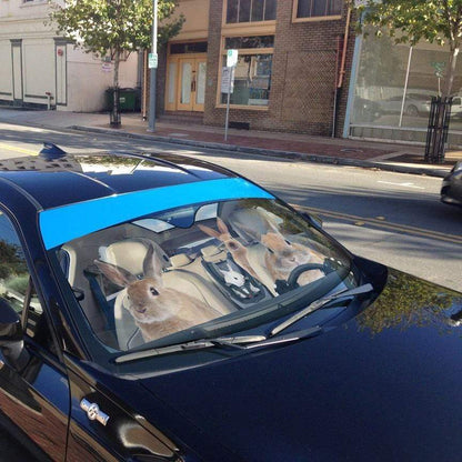 Gearhumans 3D Rabbit Family Custom Car Auto Sunshade