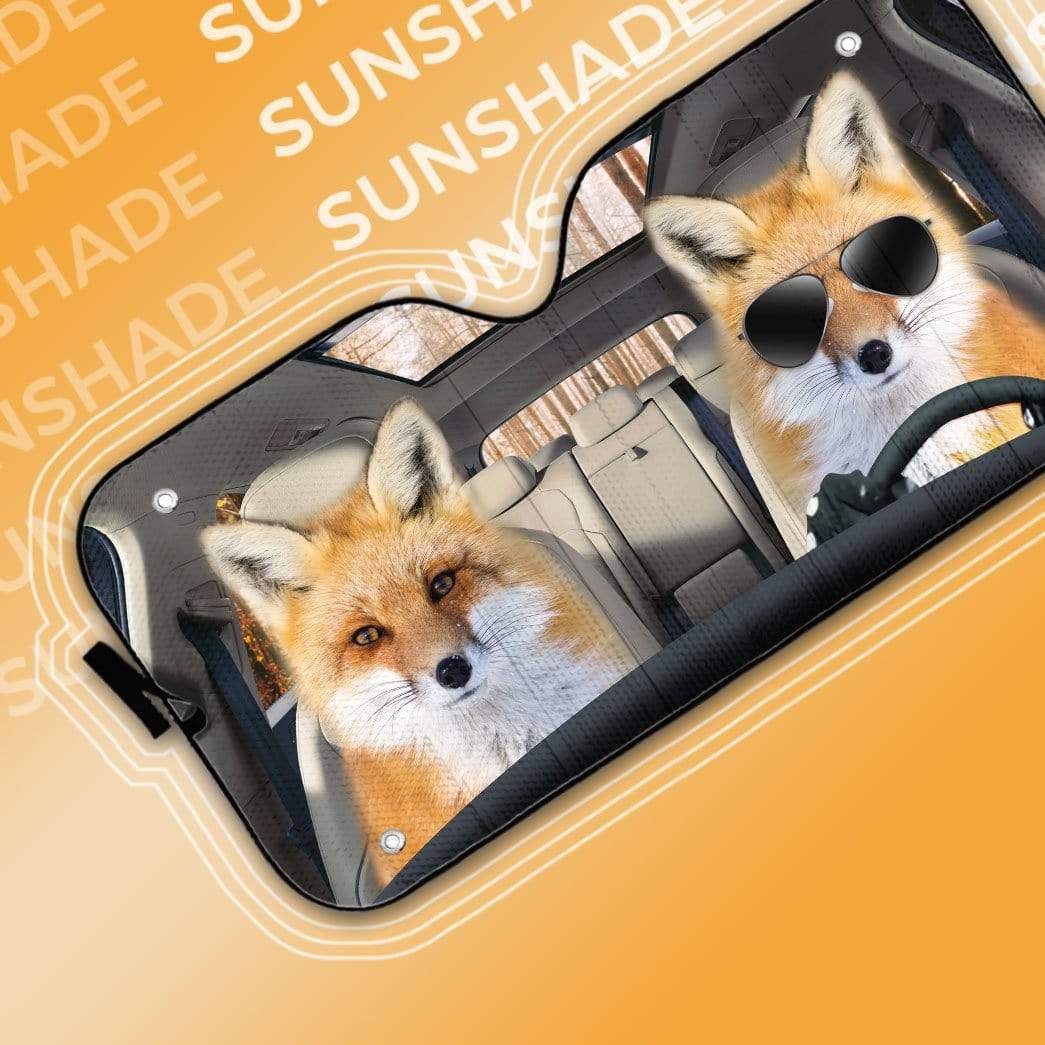Gearhumans 3D Red Fox Couple Custom Car Auto Sunshade
