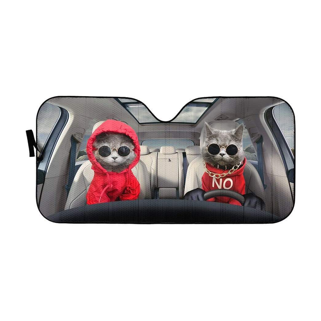 Gearhumans 3D Red Hoodie Chartreux Cats Custom Car Auto Sunshade