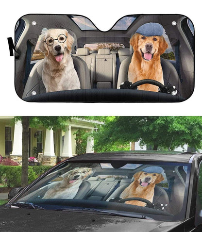 Gearhumans 3D Retriever Picnic Time Custom Car Auto Sunshade