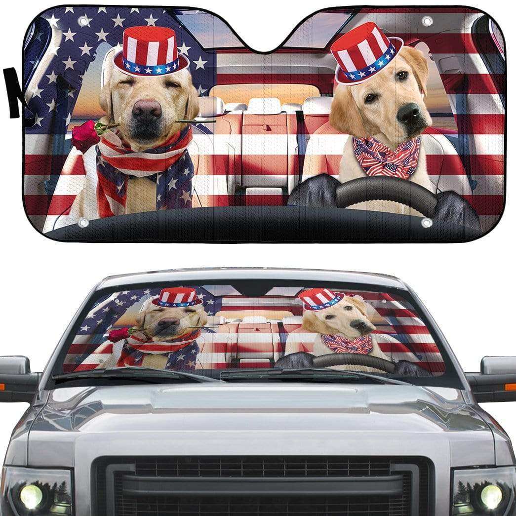 Gearhumans 3D Retriever Puppy on Indepedence Day Custom Car Auto Sunshade