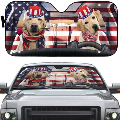 Gearhumans 3D Retriever Puppy on Indepedence Day Custom Car Auto Sunshade