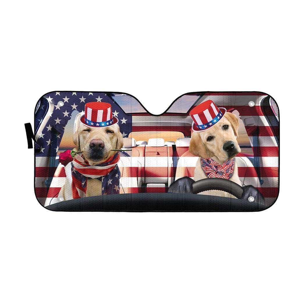 Gearhumans 3D Retriever Puppy on Indepedence Day Custom Car Auto Sunshade