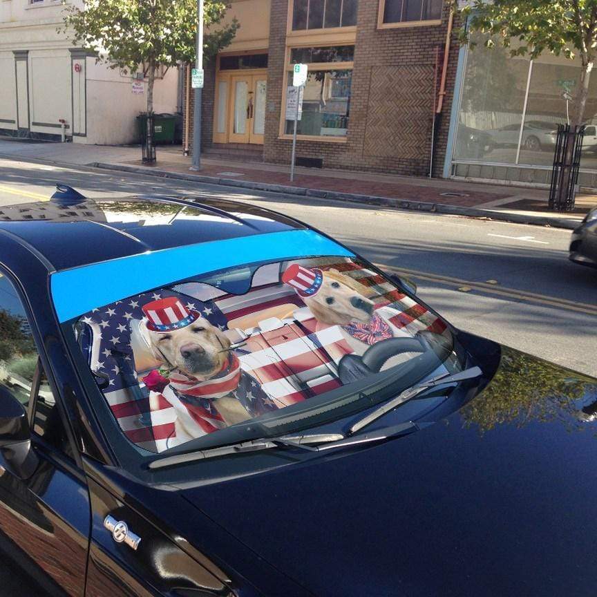Gearhumans 3D Retriever Puppy on Indepedence Day Custom Car Auto Sunshade