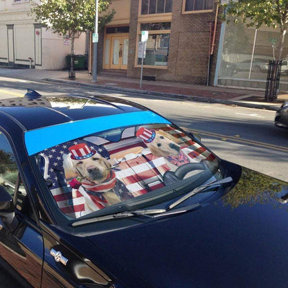 Gearhumans 3D Retriever Puppy on Indepedence Day Custom Car Auto Sunshade