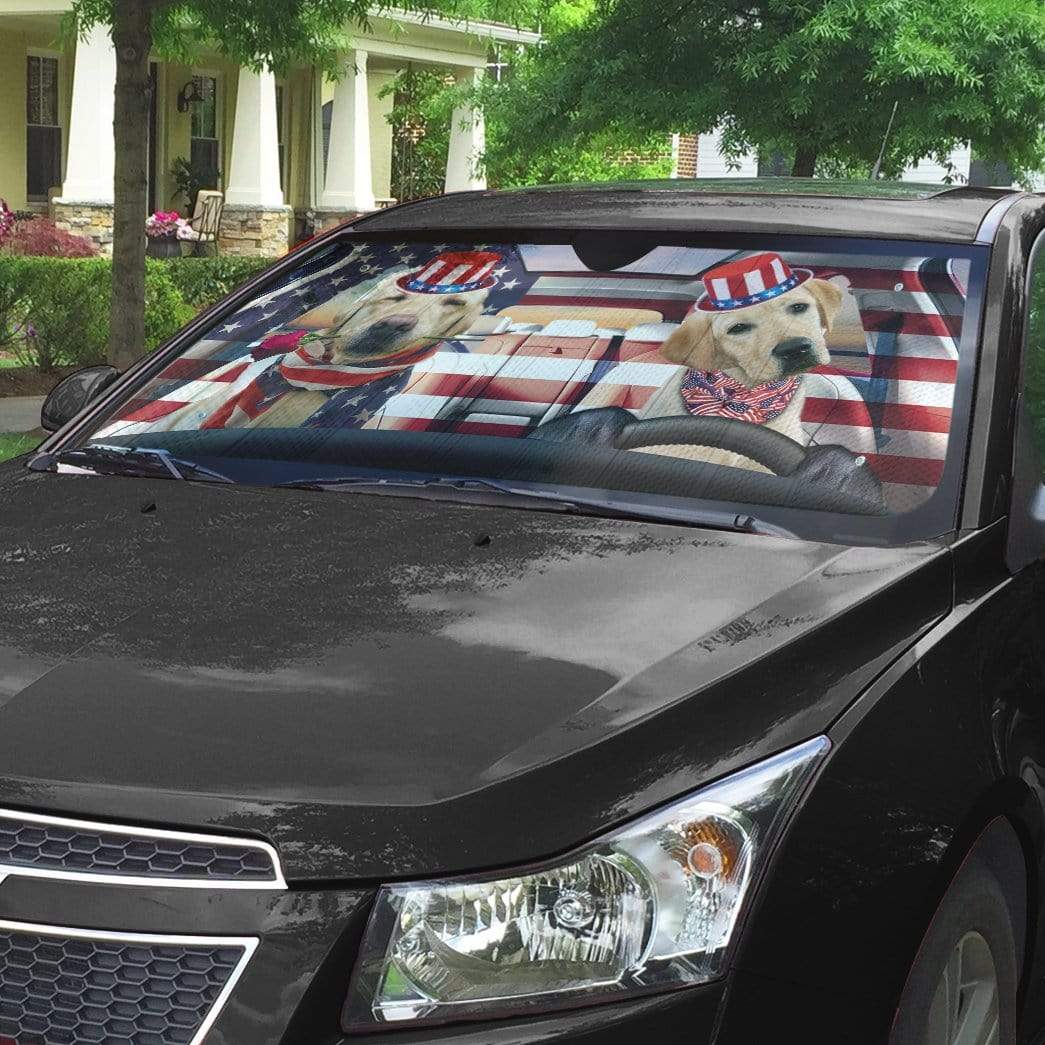 Gearhumans 3D Retriever Puppy on Indepedence Day Custom Car Auto Sunshade