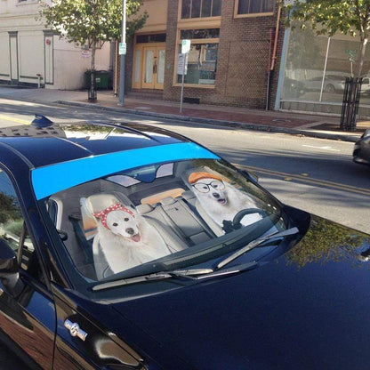 Gearhumans 3D Samoyed Dogs Custom Car Auto Sunshade
