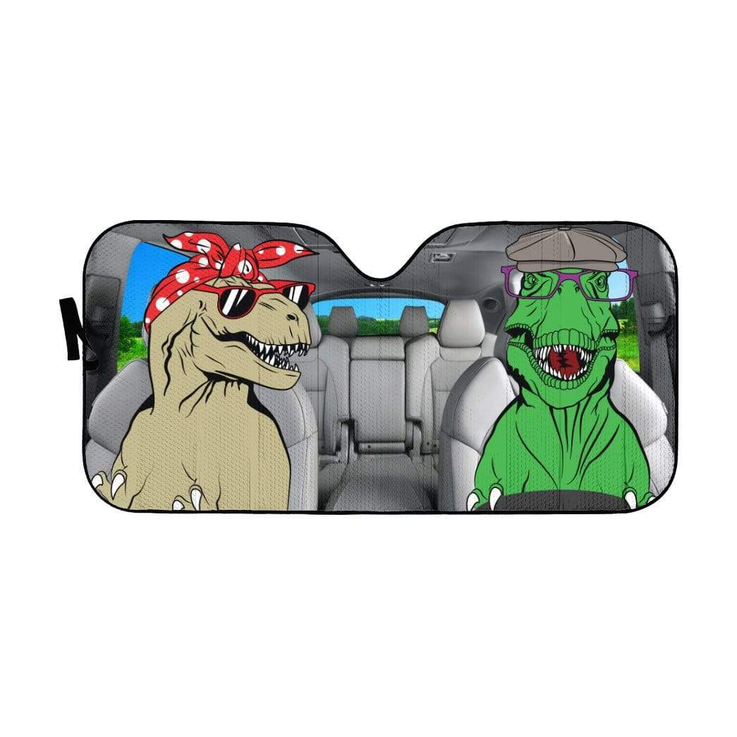 Gearhumans 3D Saurus Rex Family Custom Car Auto Sunshade