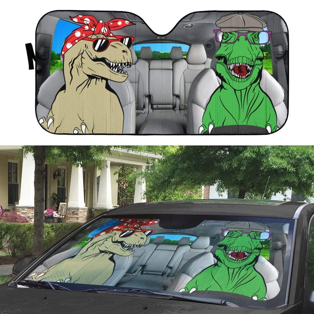 Gearhumans 3D Saurus Rex Family Custom Car Auto Sunshade
