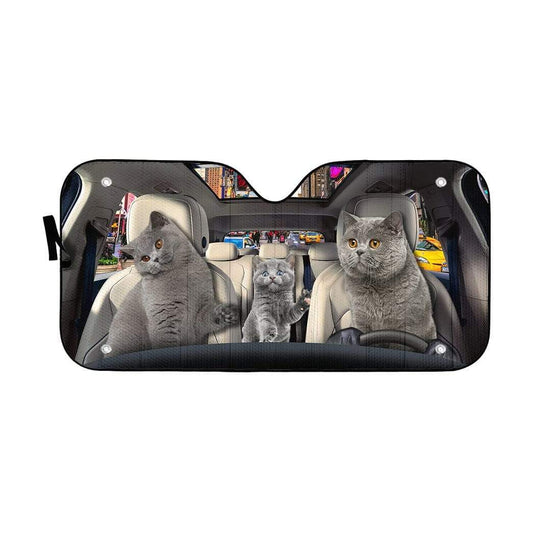 Gearhumans 3D Scottish Fold Kittens Custom Car Auto Sunshade