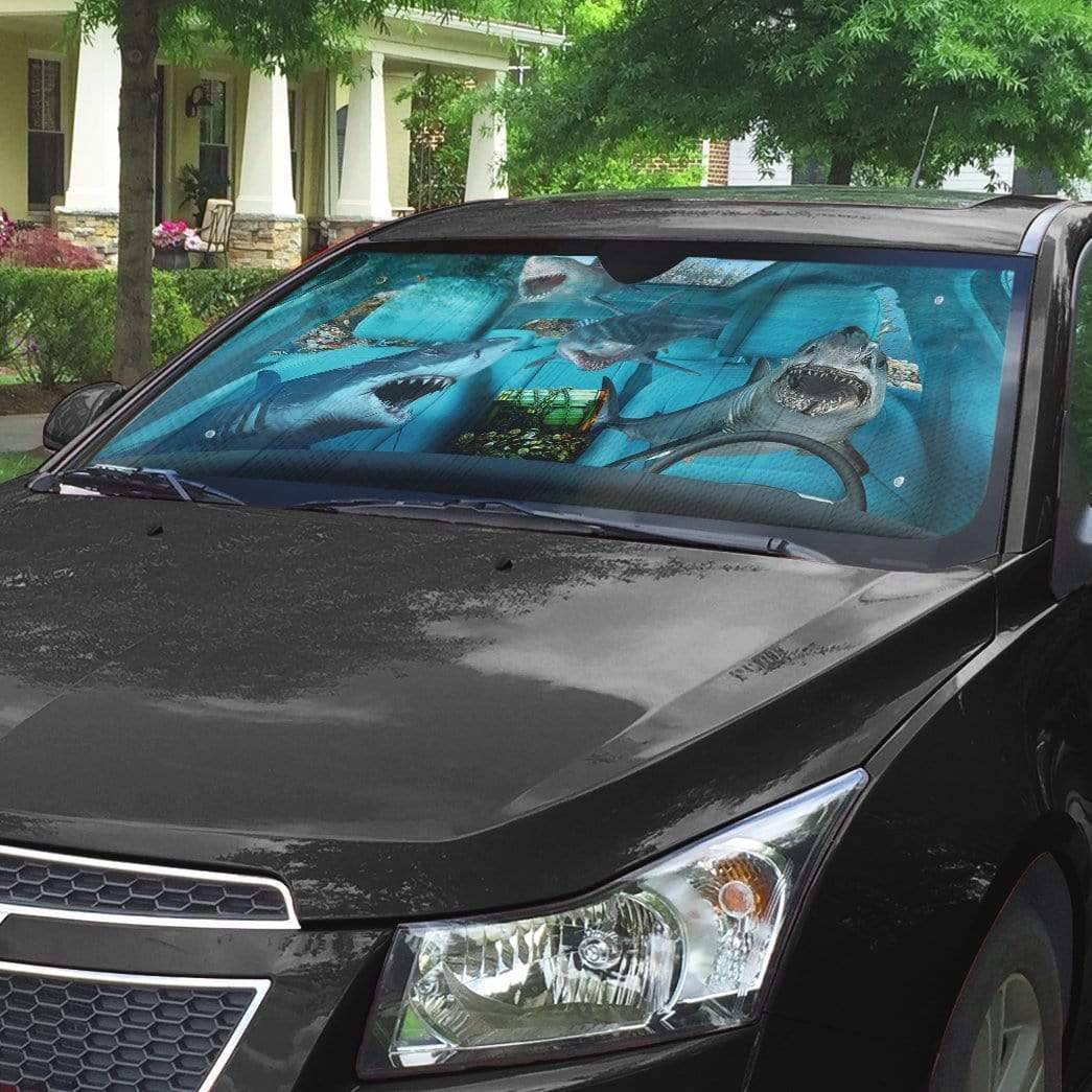 Gearhumans 3D Shark Custom Car Auto Sunshade Custom Car Auto Sunshade