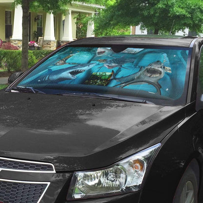 Gearhumans 3D Shark Custom Car Auto Sunshade Custom Car Auto Sunshade