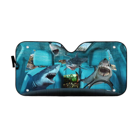 Gearhumans 3D Shark Custom Car Auto Sunshade Custom Car Auto Sunshade