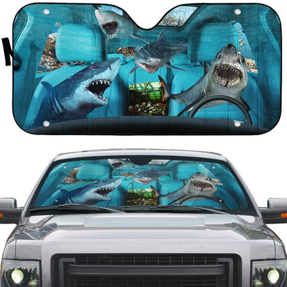 Gearhumans 3D Shark Custom Car Auto Sunshade Custom Car Auto Sunshade