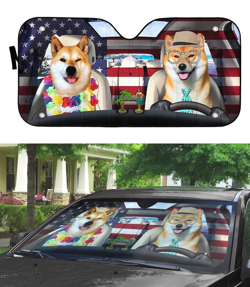 Gearhumans 3D Shiba Cute Auto Sunshade