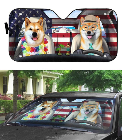 Gearhumans 3D Shiba Cute Auto Sunshade