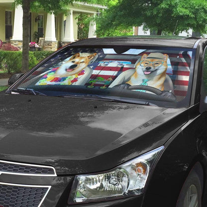 Gearhumans 3D Shiba Cute Auto Sunshade