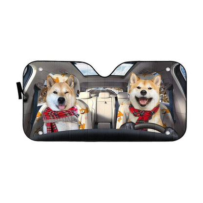 Gearhumans 3D Shiba Pinic Time Auto Sunshade