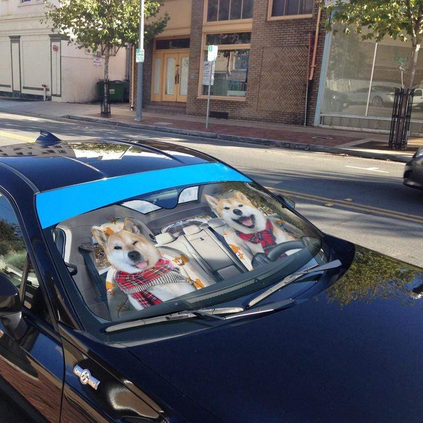 Gearhumans 3D Shiba Pinic Time Auto Sunshade