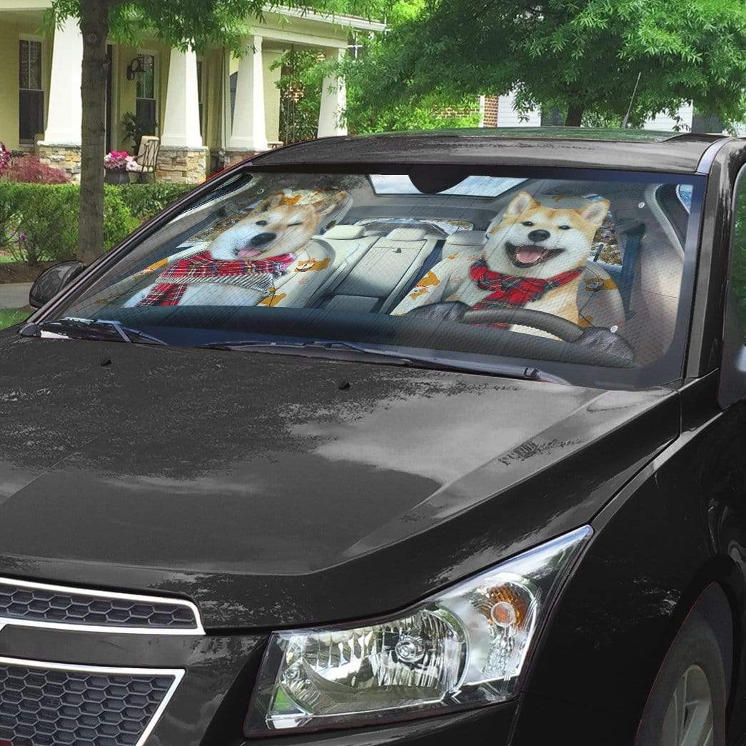 Gearhumans 3D Shiba Pinic Time Auto Sunshade