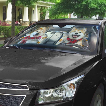 Gearhumans 3D Shiba Pinic Time Auto Sunshade