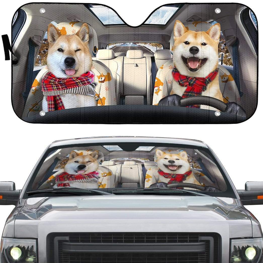 Gearhumans 3D Shiba Pinic Time Auto Sunshade