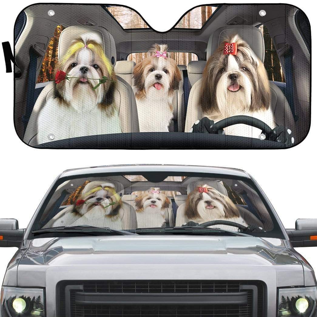 Gearhumans 3D Shih Tzu Custom Car Auto Sunshade