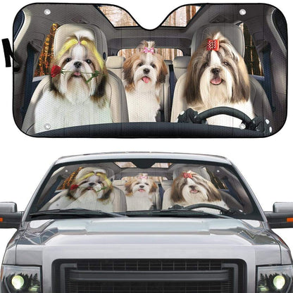Gearhumans 3D Shih Tzu Custom Car Auto Sunshade