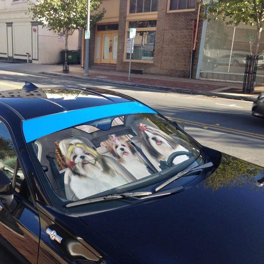 Gearhumans 3D Shih Tzu Custom Car Auto Sunshade