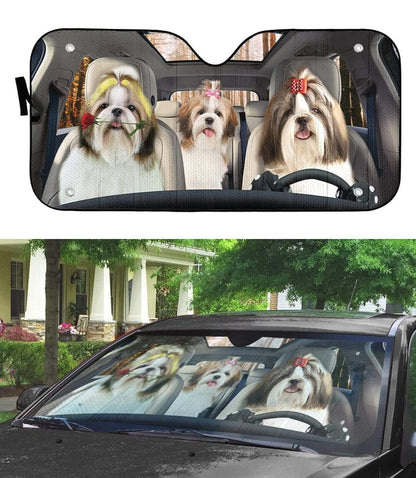 Gearhumans 3D Shih Tzu Custom Car Auto Sunshade