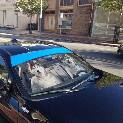 Gearhumans 3D Siberian Husky Dog Custom Car Auto Sunshade