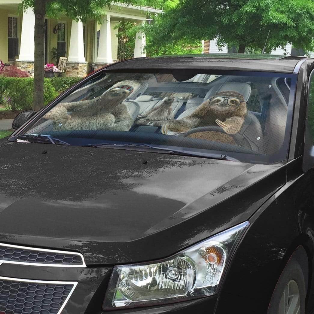 Gearhumans 3D Sloths Custom Car Auto Sunshade