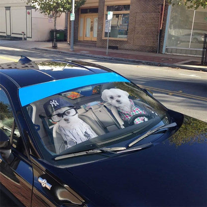 Gearhumans 3D Soulmate Friend Terrier Dogs In Car Custom Car Auto Sunshade