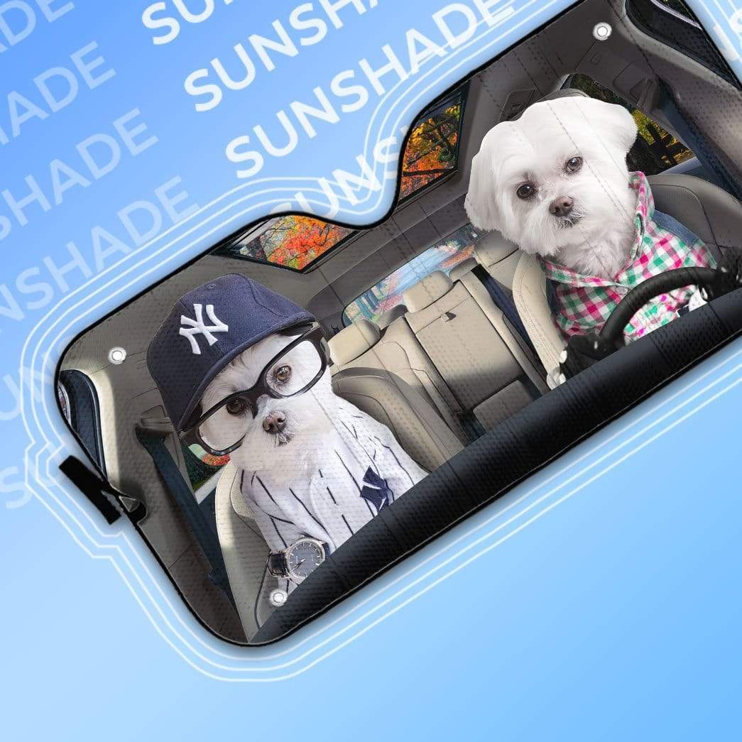 Gearhumans 3D Soulmate Friend Terrier Dogs In Car Custom Car Auto Sunshade