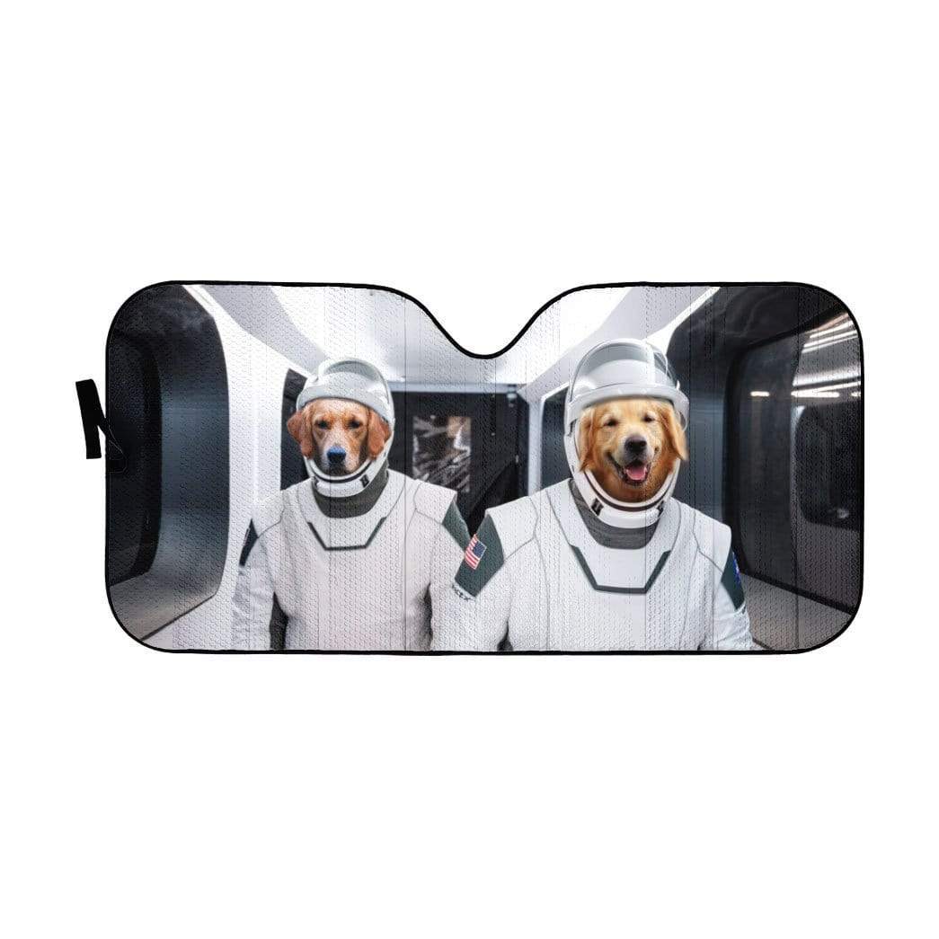Gearhumans 3D Space X Golden Retriever Custom Car Auto Sunshade
