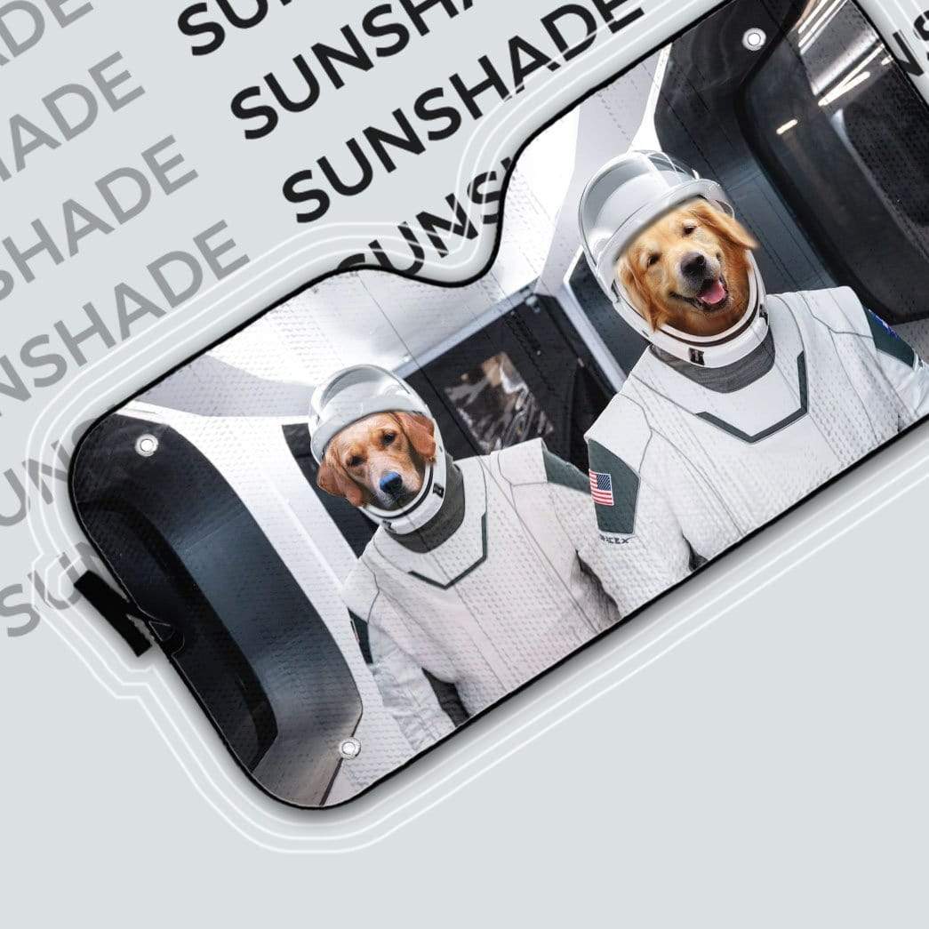 Gearhumans 3D Space X Golden Retriever Custom Car Auto Sunshade