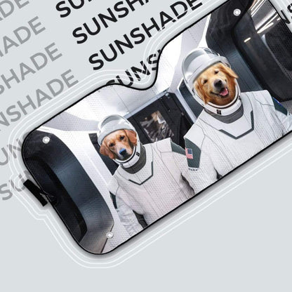 Gearhumans 3D Space X Golden Retriever Custom Car Auto Sunshade