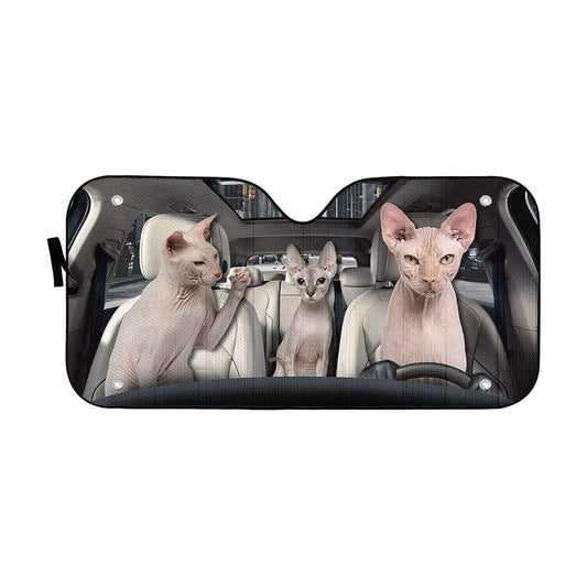 Gearhumans 3D Sphynx Cat Custom Car Auto Sunshade