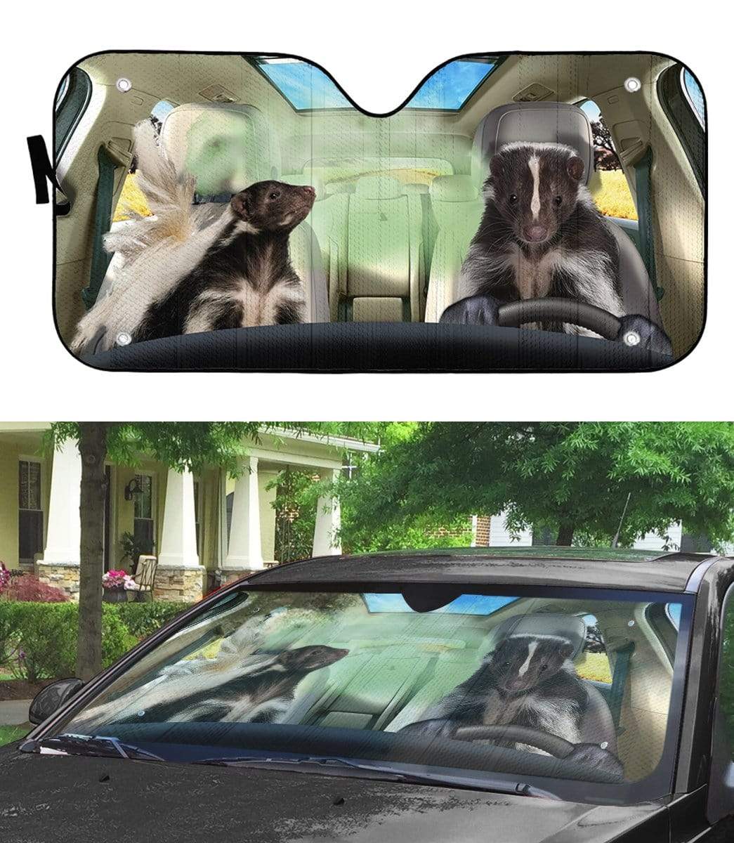Gearhumans 3D Stinky Skunks Custom Car Auto Sunshade