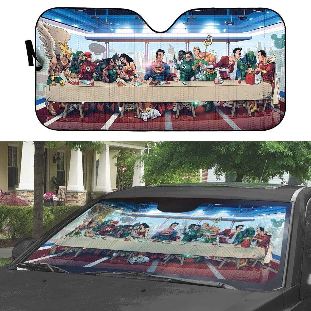 Gearhumans 3D The Last Supper Justice League Custom Car Auto Sunshade