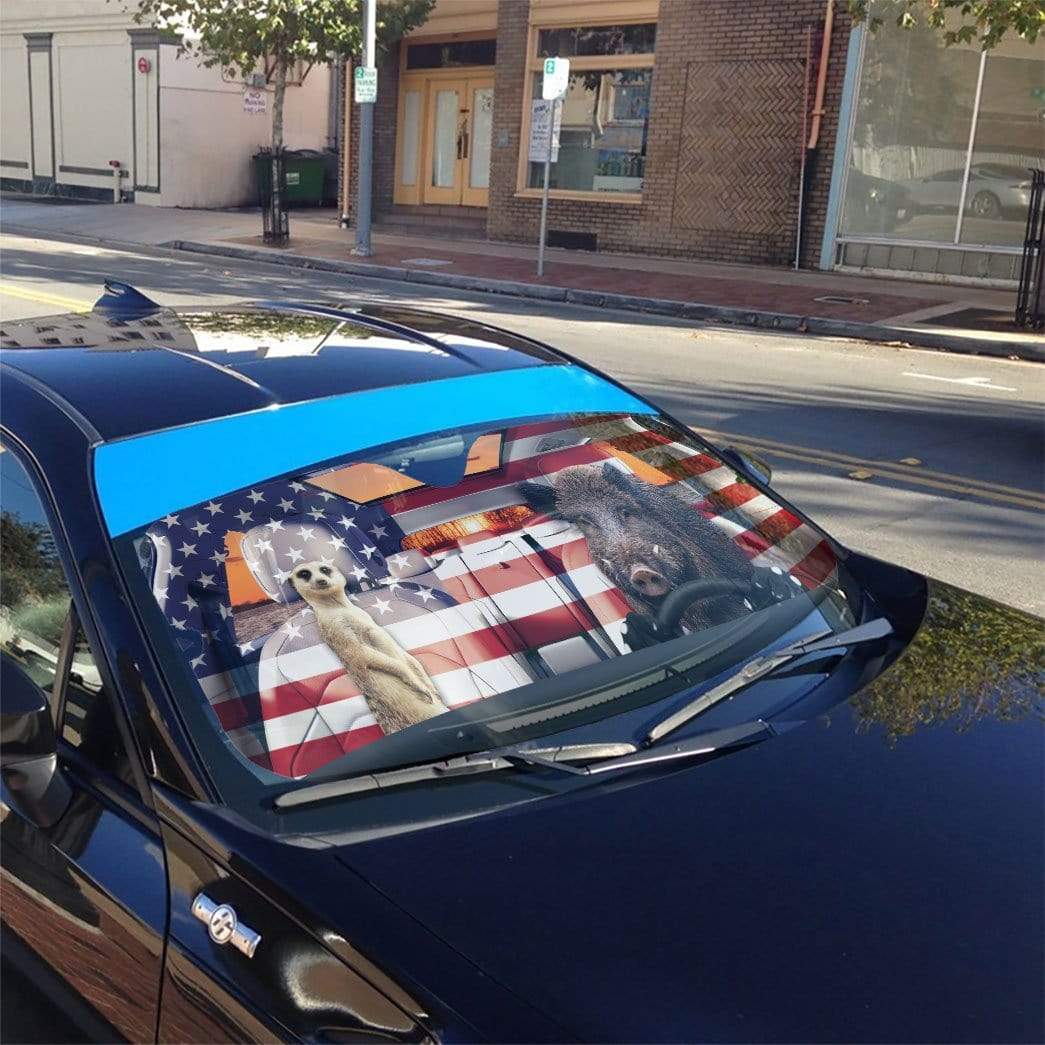 Gearhumans 3D Timon And Pumbaa America Custom Car Auto Sunshade