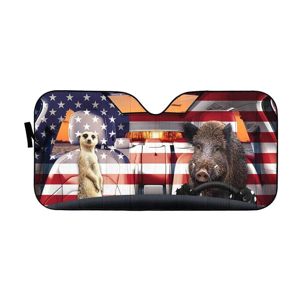 Gearhumans 3D Timon And Pumbaa America Custom Car Auto Sunshade