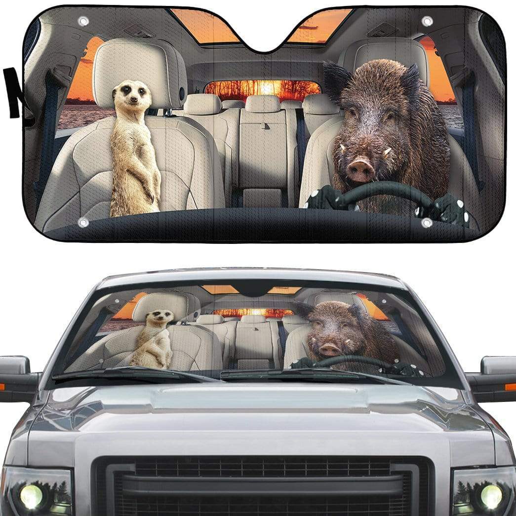 Gearhumans 3D Timon And Pumbaa Custom Car Auto Sunshade