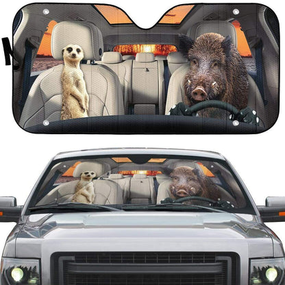 Gearhumans 3D Timon And Pumbaa Custom Car Auto Sunshade