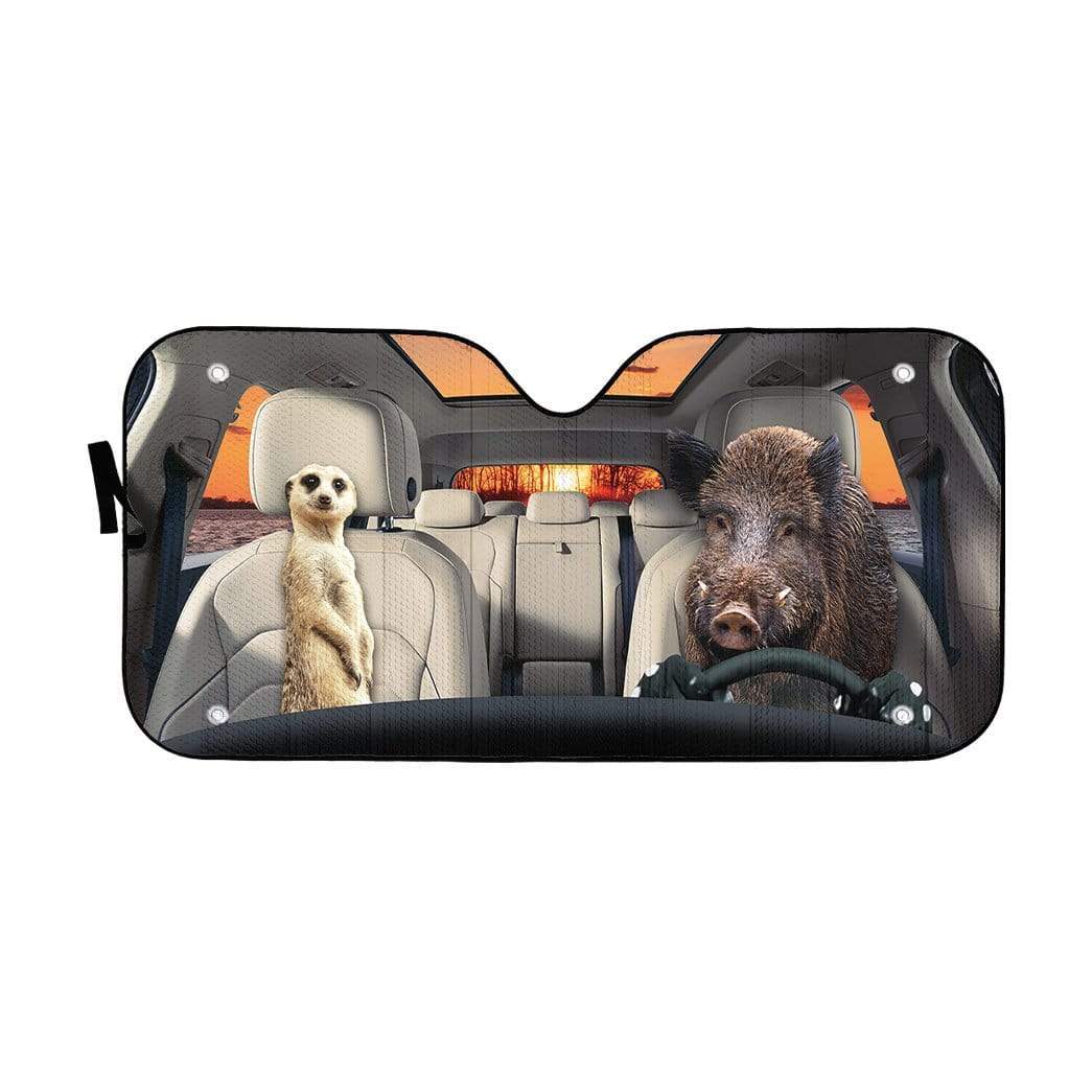 Gearhumans 3D Timon And Pumbaa Custom Car Auto Sunshade