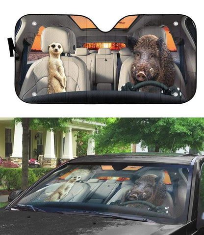 Gearhumans 3D Timon And Pumbaa Custom Car Auto Sunshade