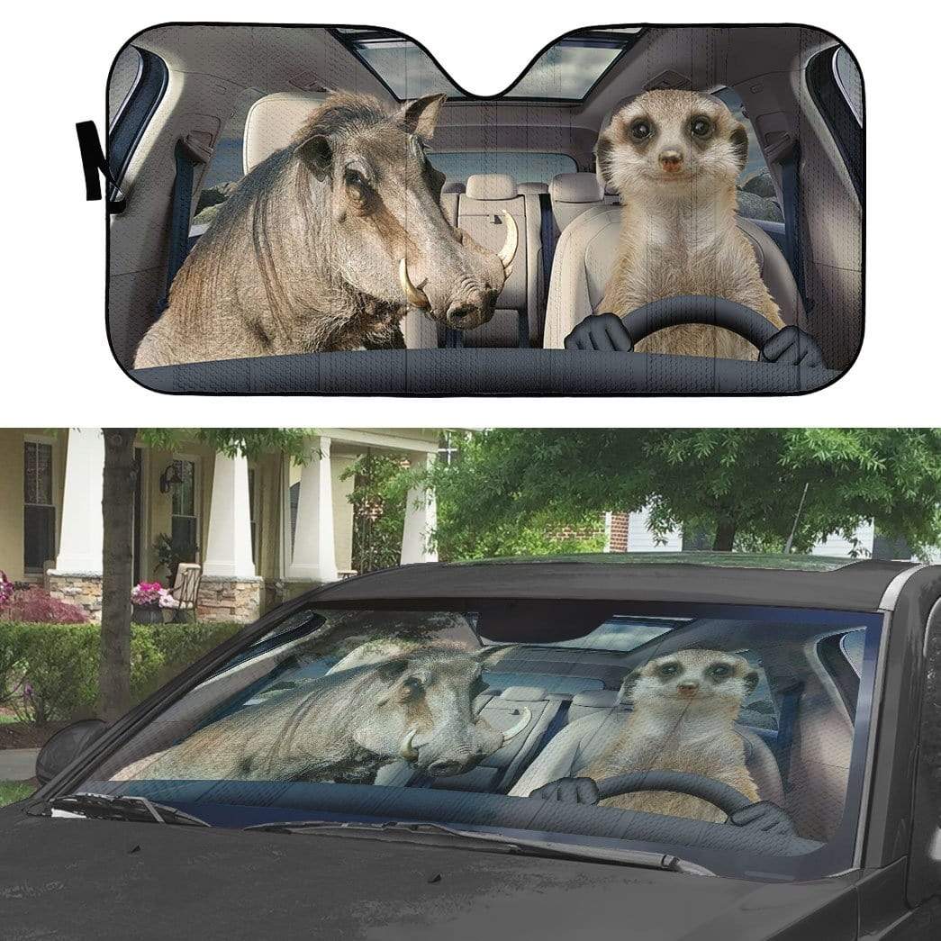 Gearhumans 3D Timon & Pumbaa Lion King Car Auto Sunshade